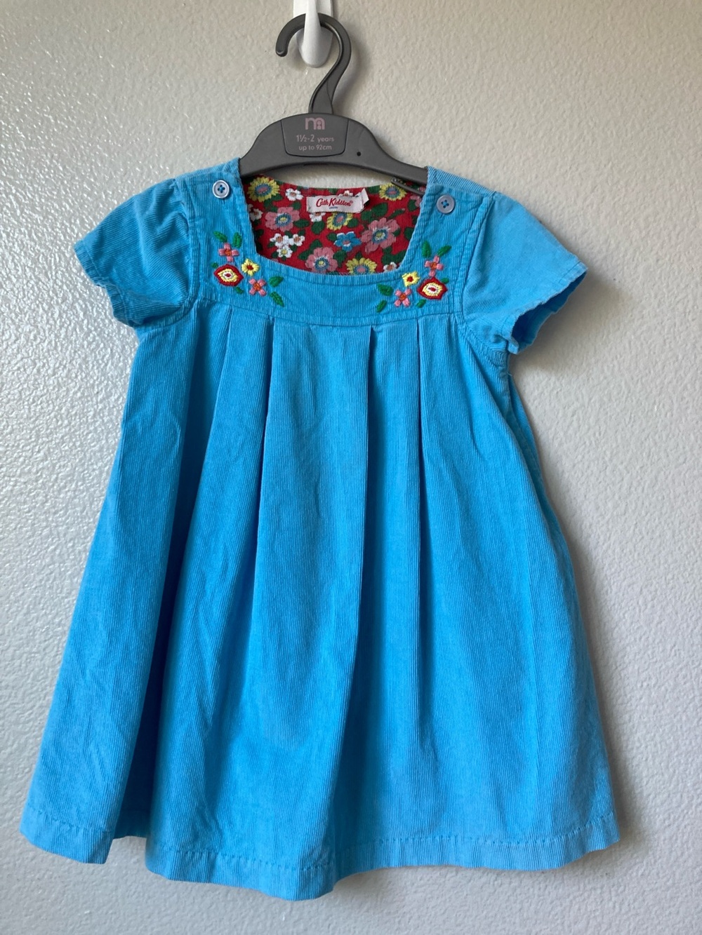Cath Kidston corduroy embroidered floral dress sz 1-2 yrs